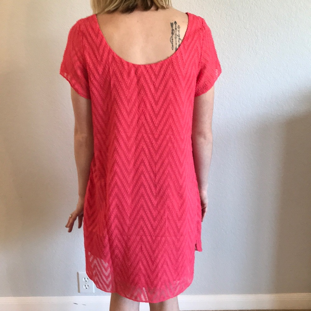 Hot pink dress with chevron detail